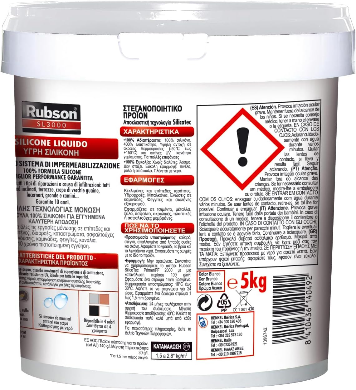 Rubson Aquablock SL3000 Silicona Líquida blanca