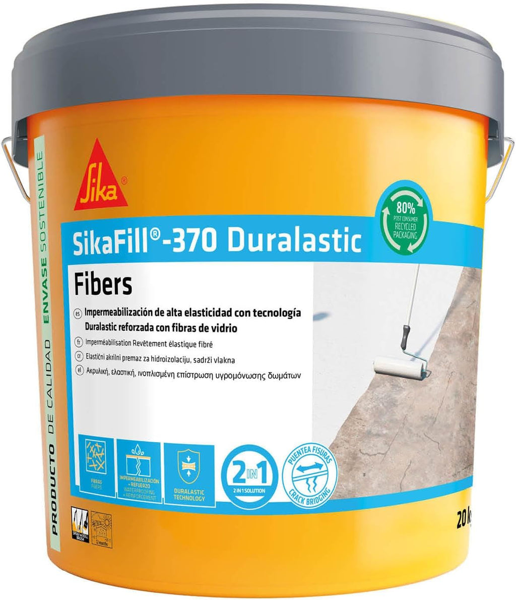 SIKA 20 kg - Impermeabilización reforzada con fibra - SikaFill 370 Fibers color Gris