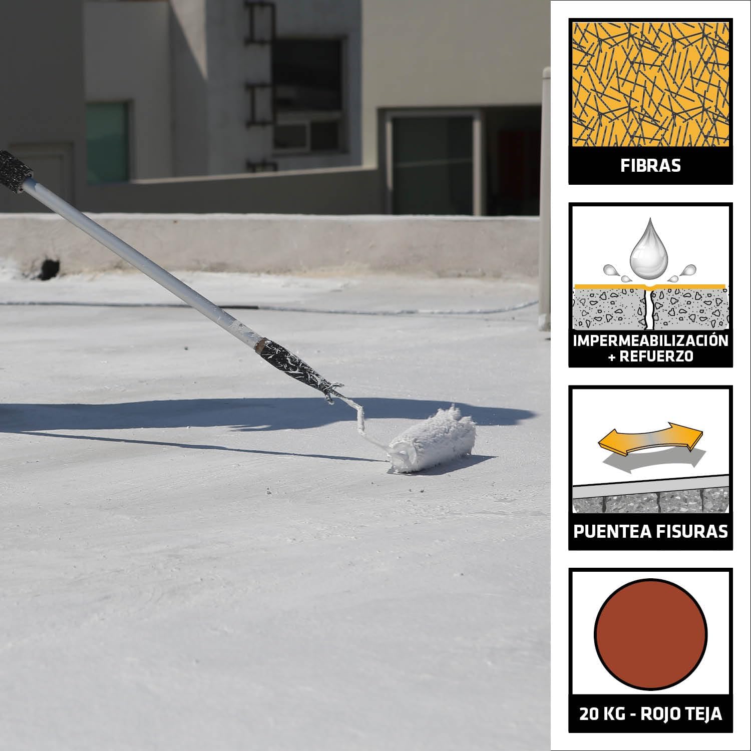 SIKA 20 kg - Impermeabilización reforzada con fibra - SikaFill 370 Fibers color Blanco